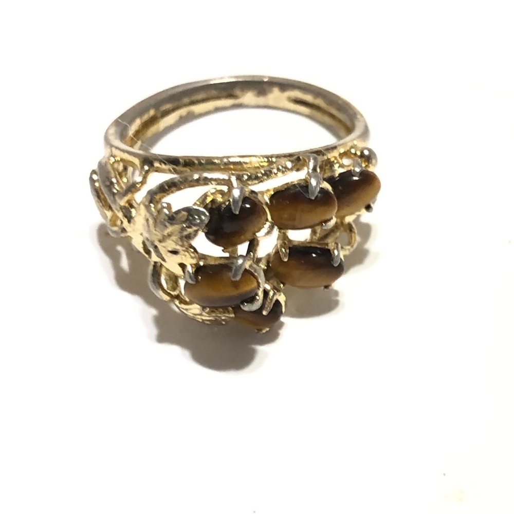 Antique gold tiger eye ring (89)